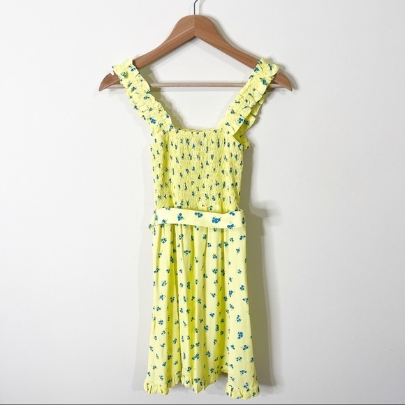 Faithfull The Brand Yellow Mid Summer Mini Dress in Lemon Luda Floral 4 Small - Picture 6 of 7